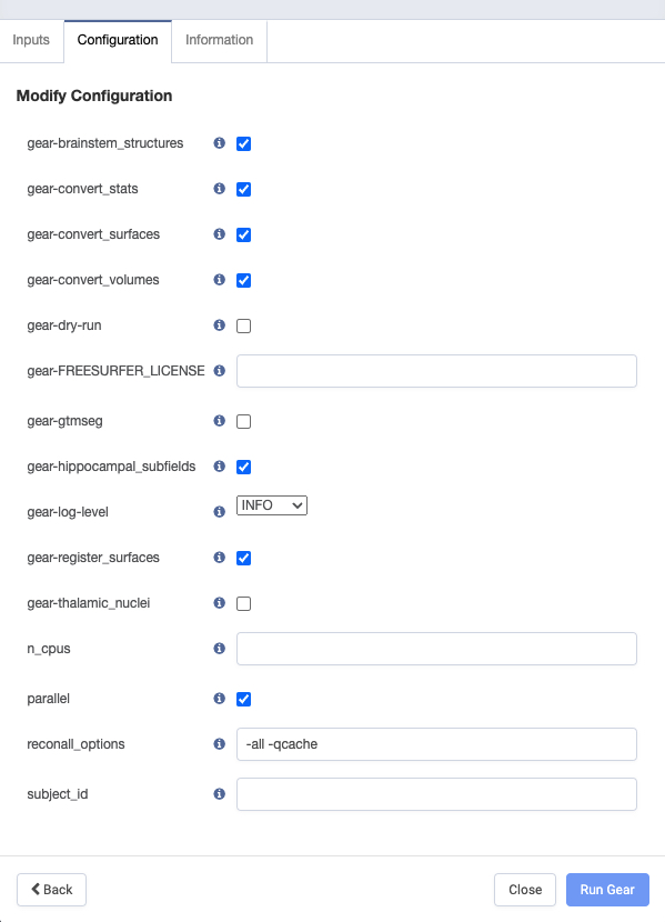 Example of FreeSurfer recon-all's configuration options